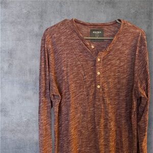 Men's Bonobos Marled Maroon Long Sleeve Standard Fit Tee